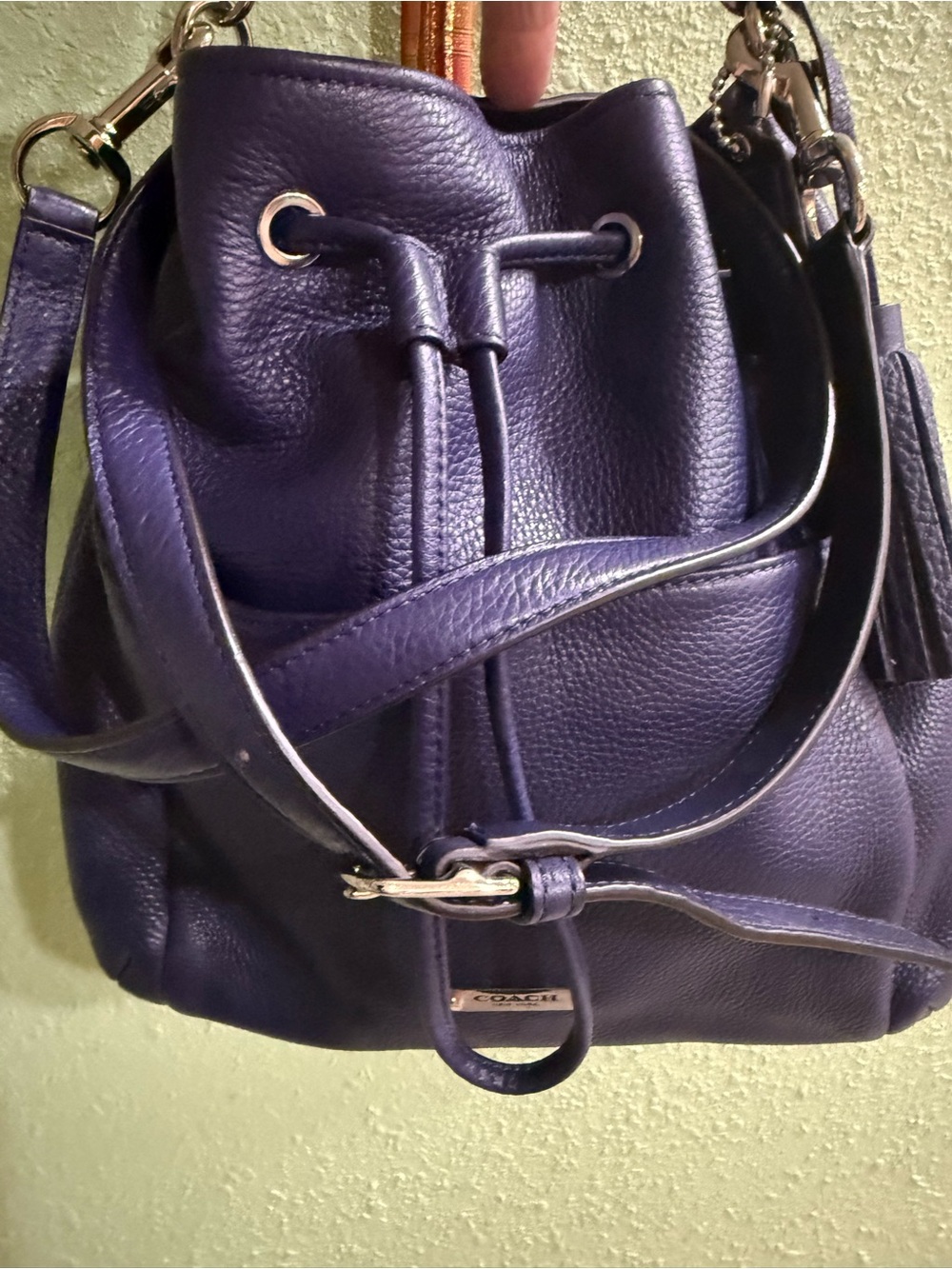 Coach 2-Way Purple Leather Drawstring Bucket Bag Shoulder Crossbody With COA - Picture 6 of 10